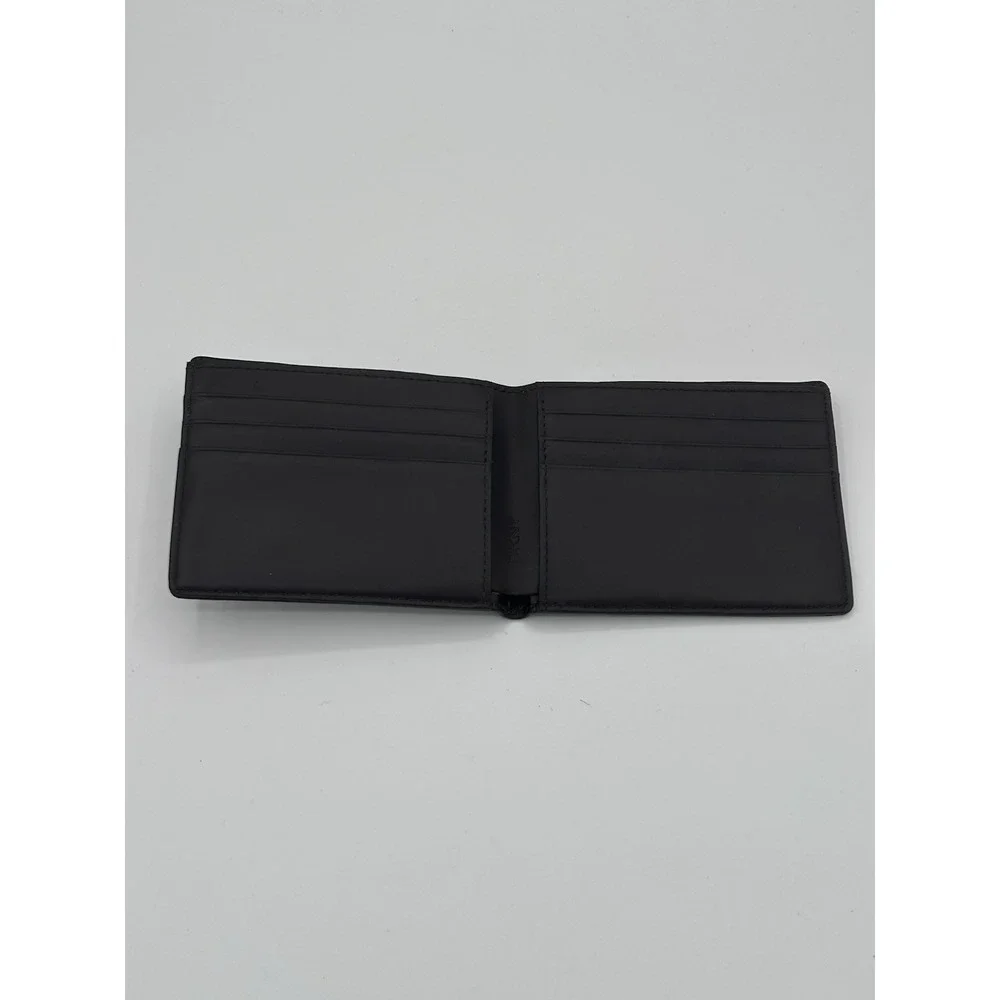 Vtg 2000s DKNY Square Bifold Men's Brown Leather Wallet Minimalist Slim Y2K 90s